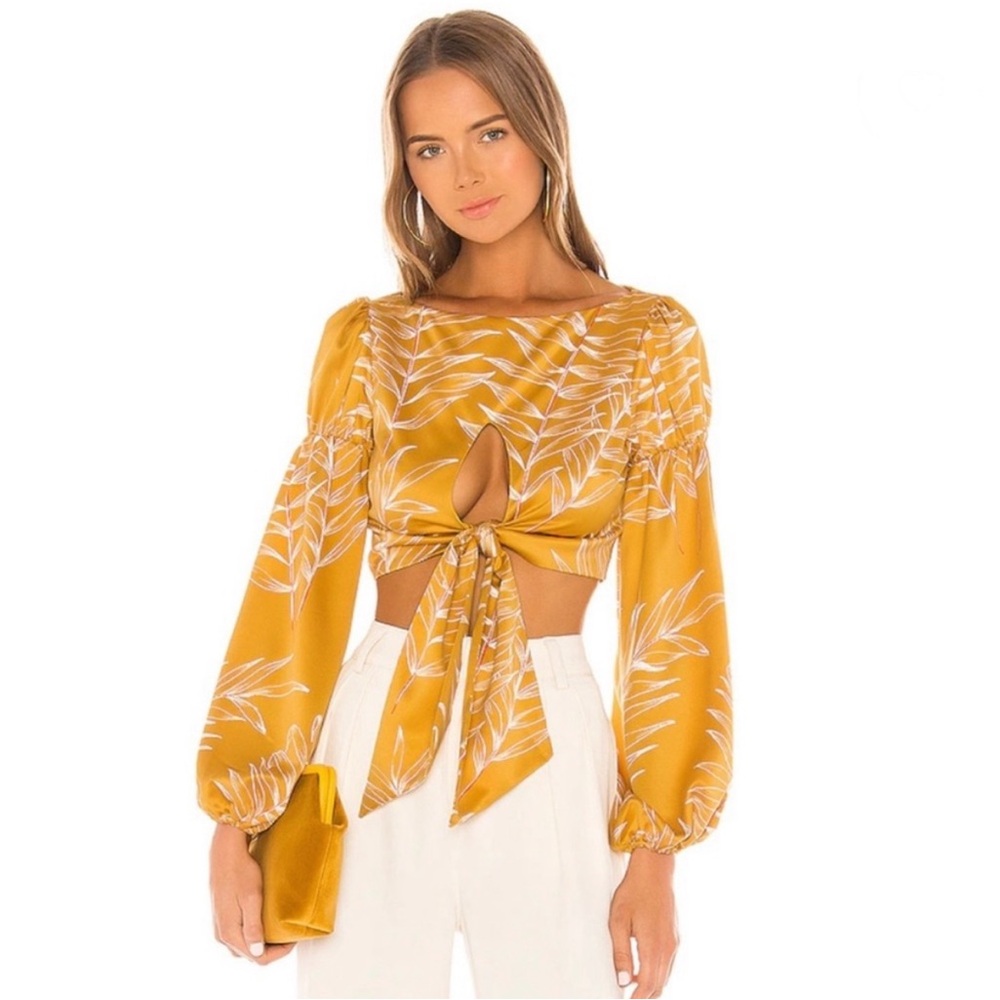 NWT Camila Coelho Revolve Marcia Top in Gold Tropical XL